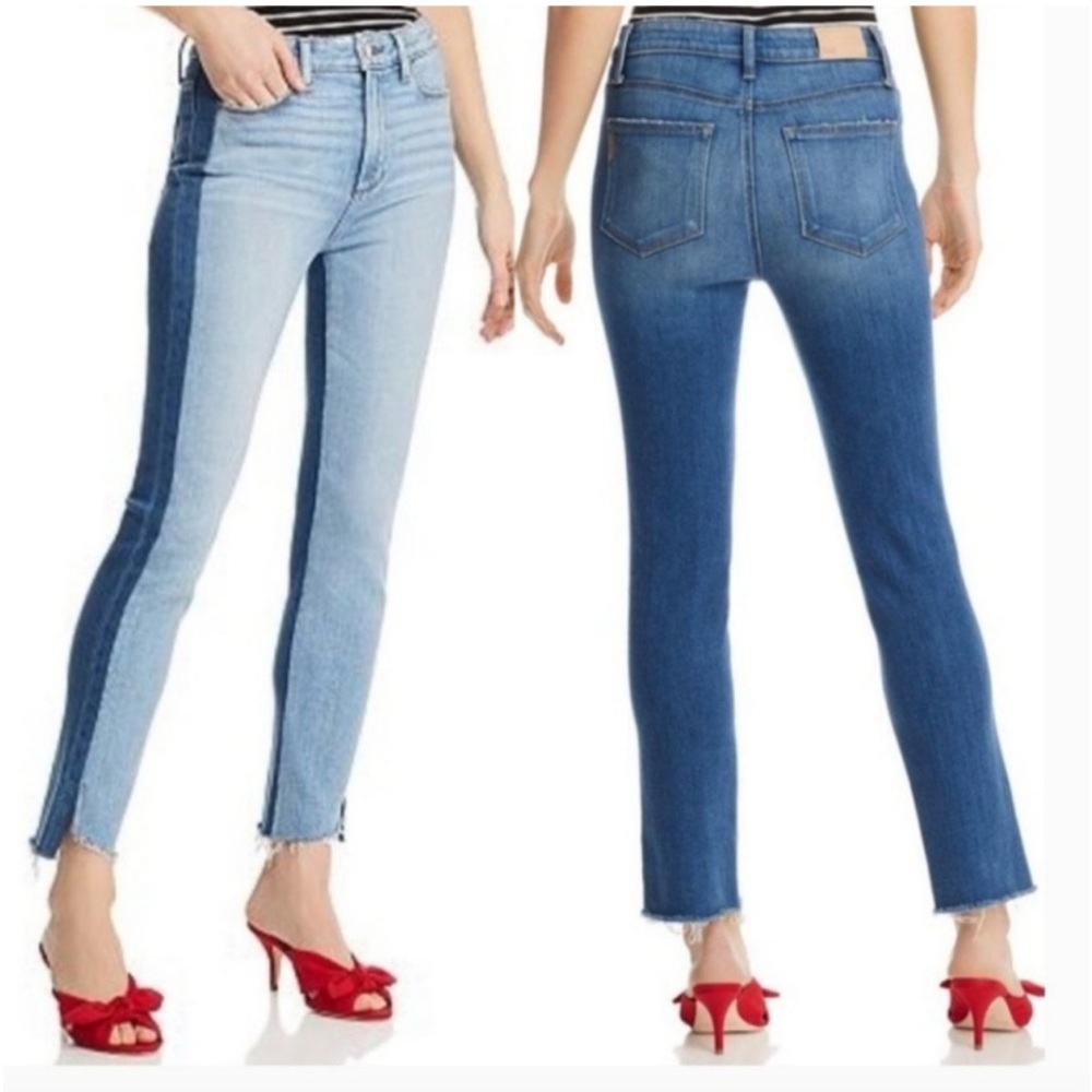 Paige Hoxton Slim Two Toned Frayed Hem Women's Slim Jeans Size 31